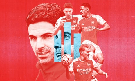 Mikel Arteta and players including Declan Rice