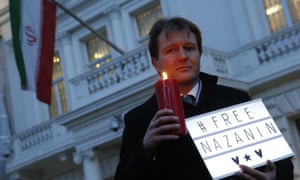 Richard Ratcliffe outsi de the Iranian embassy in London.