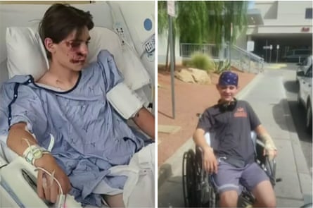A compilation of photos of Wyatt Kauffman, 13, aired by KPHO-TV after Wyatt survived falling 100ft off the edge of the Grand Canyon.
