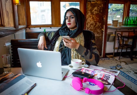 Amani Al-Khatahtbeh, founder of muslimgirl.net, in Brooklyn New York. Styling by Engie Hassan/Bloomingdales.