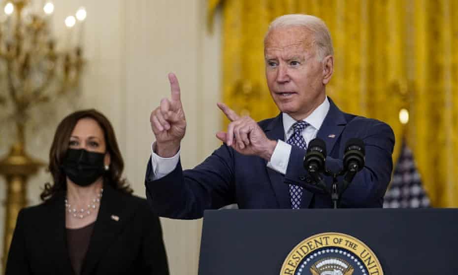 Joe Biden at the White House on Friday. He said: Let me be clear. Any American who wants to come home, we will get you home.’