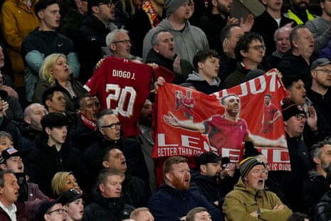 Liverpool fans pay tribute to the late Diogo Jota.