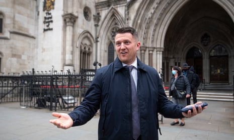 Tommy Robinson outside the Royal Courts of Justice.