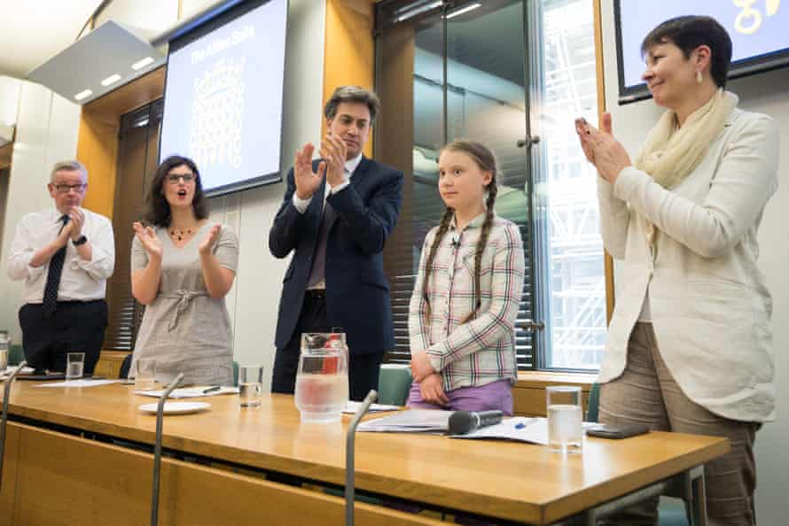 MPs from various parties meeting climate activist Greta Thunberg at the Houses of Parliament in April last year.