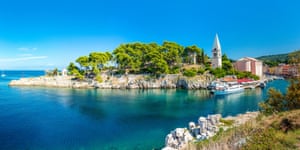 Entrance to the town port on Lošinj Island, Croatia