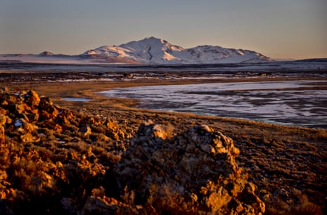 The shrinking shoreline of the Great Salt Lake.