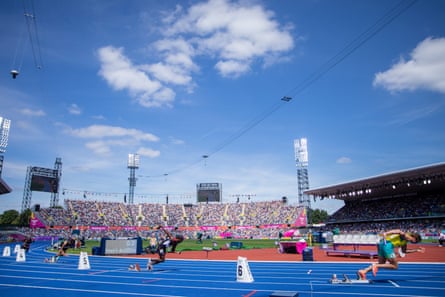 Josh Azzopardi of Australia sprints out of the blocks