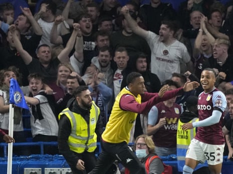 Aston Villa’s Cameron celebrates in front of the travelling fans.
