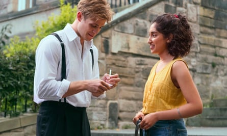 Leo Woodall and Ambika Mod in a scene from the Netflix series One Day.