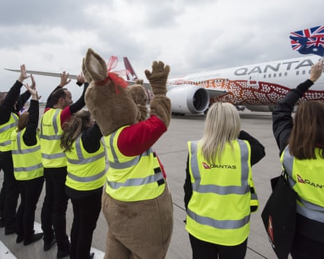 Ground crew wave to the flight in Perth