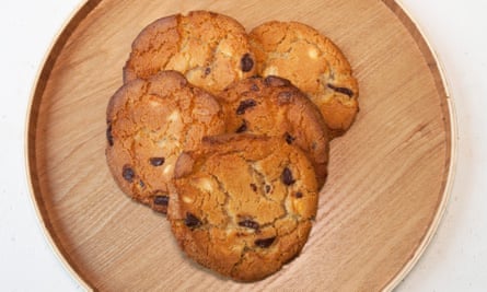 ‘Crunchy, chewy chocolate loveliness’: chocolate chip cookies.