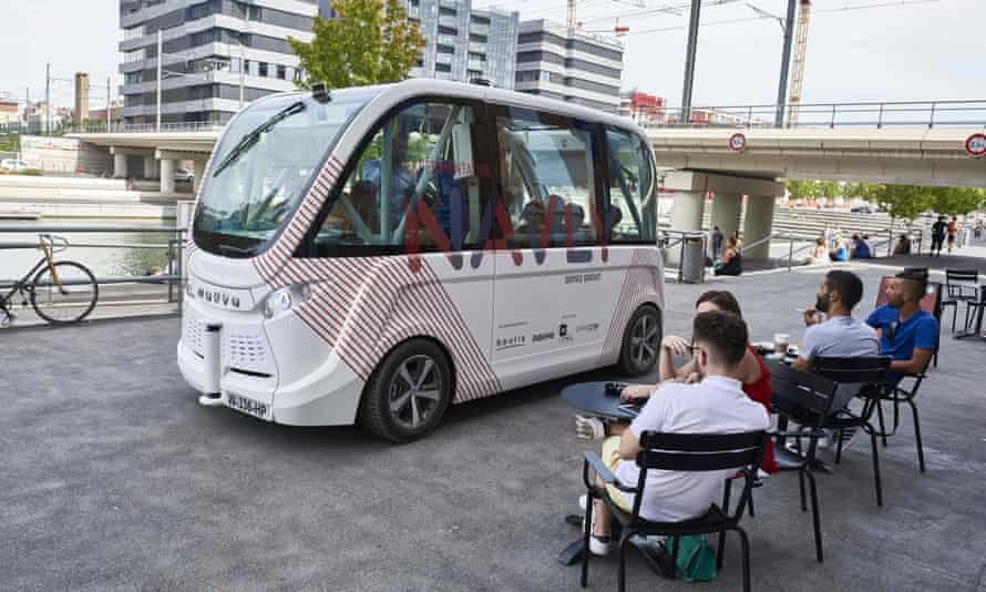 A driverless minibus in Lyon.