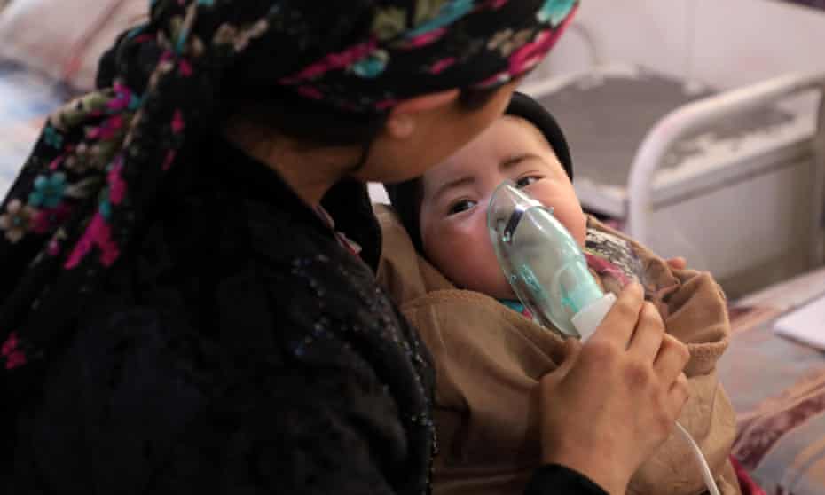 A child with measles is treated in Kabul. More than 130 children have died from the measles in Afghanistan since the beginning of this year.