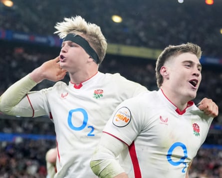 England’s Henry Pollock and Tommy Freeman observe a effort against France successful nan Six Nations