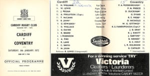 The front cover and teamsheets from the match programme.