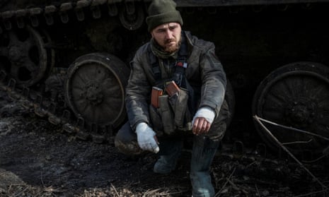 A wounded Ukrainian soldier in Bakhmut.