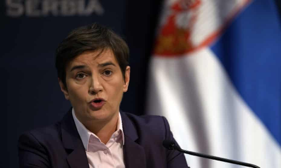 Ana Brnabić speaks during a press conference in Belgrade, Serbia