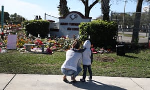 A memorial at Marjory Stoneman Douglas high school in honor of those killed during a mass shooting on 14 February 2018 in Parkland, Florida.