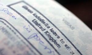 An immigration stamp on a UK passport.