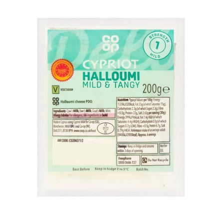 A block, or packet, of Co-op Cypriot halloumi