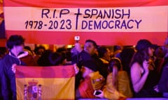 A protest outside Pedro Sánchez’s party’s HQ in Madrid on 15 November 2023.