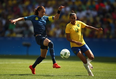 (left) Lotta Schelin of Sweden during the women’s semi-final at the 2016 Olympic Games.
