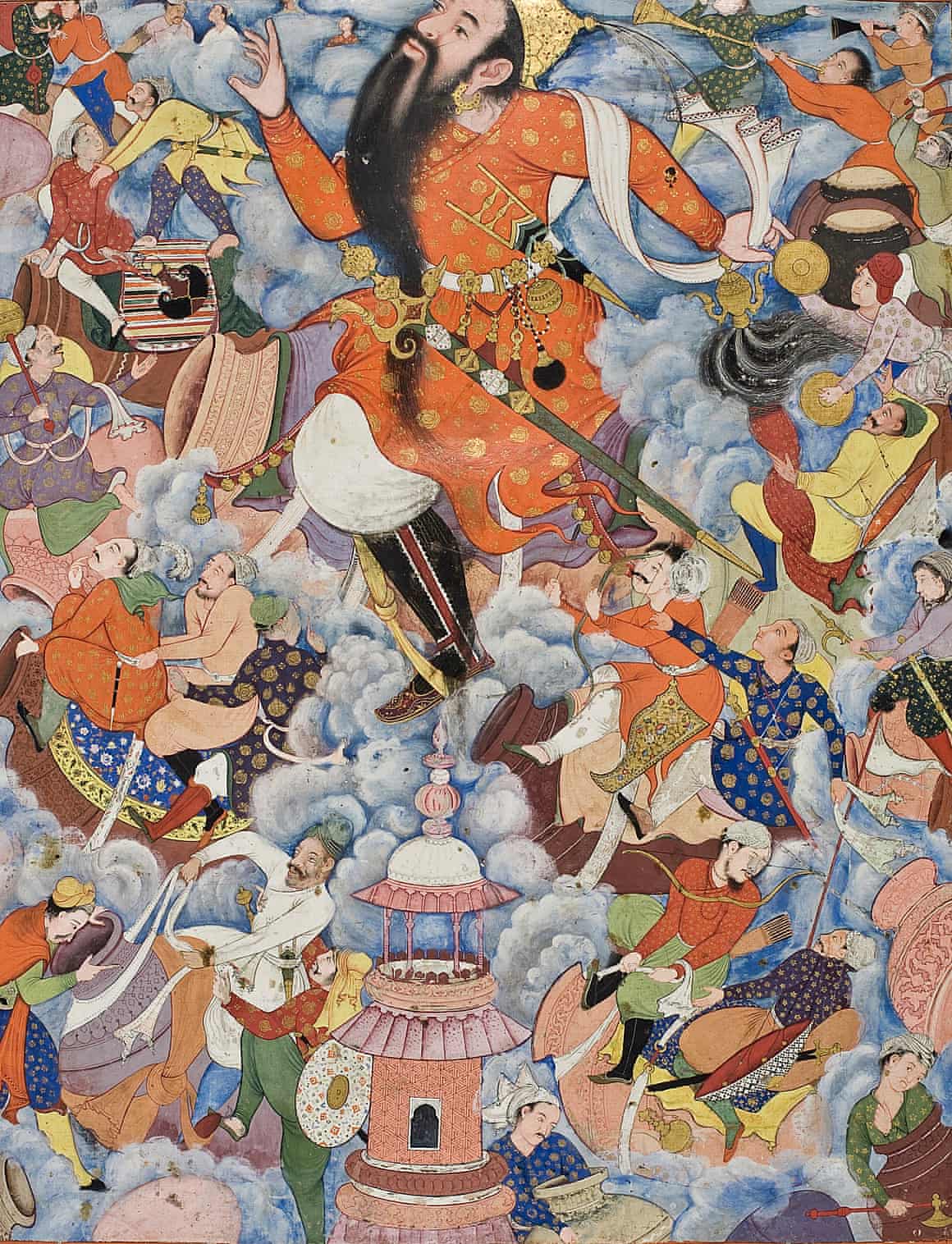 An illustration from the Hamzanama, c 1562-77, showing in The Great Mughals at the V&A in London.