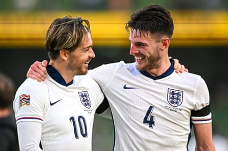 Jack Grealish, left, and Declan Rice