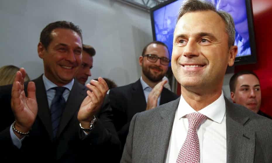 Norbert Hofer and head of the Austrian Freedom party Heinz-Christian Strache