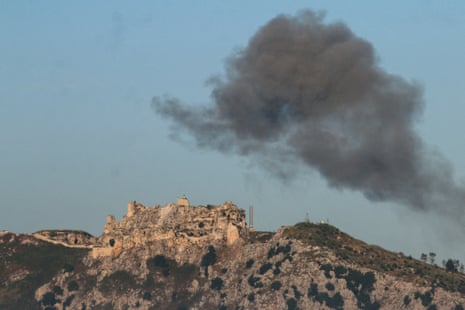 Smoke rises near Beaufort Castle.