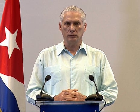 Cuba's president Miguel Diaz-Canel speaks during a meeting with the island's top authorities in Havana, 13 March 2026.