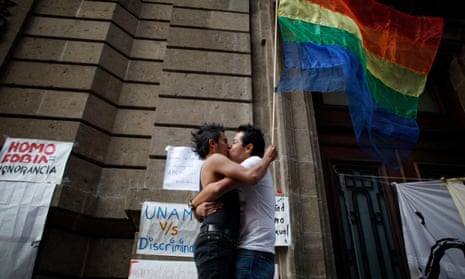 Gay rights activists in Mexico City. Same-sex marriage is currently only legal in a some parts of Mexico. 