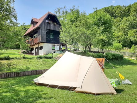 tent and old country lodge, Croatia