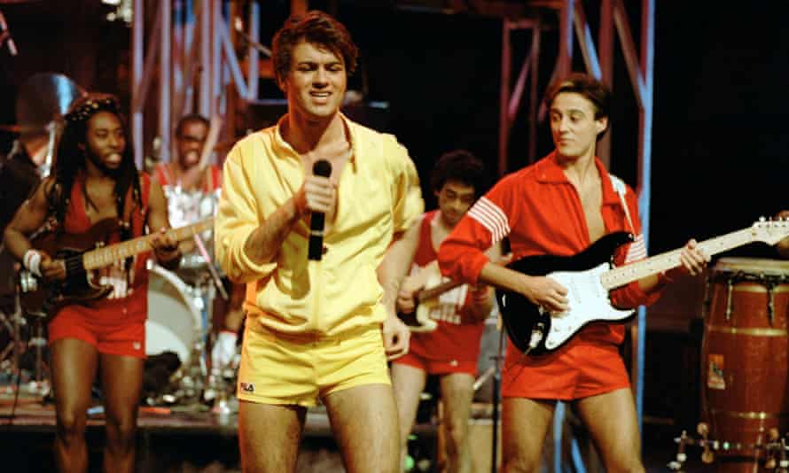 George Michael and Andrew Ridgeley in Wham!, on TV Series The Tube in the 1980s.