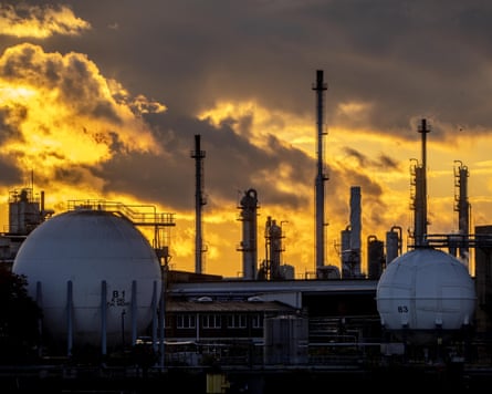 Chimneys and gas tanks are pictured on the BASF chemical plant in Ludwigshafen, Germany