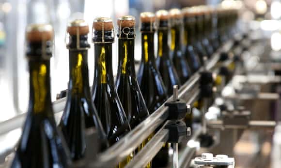 A production line of prosecco