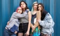 los angeles indie band warpaint pose for a photo