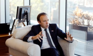 Matt Hancock Health secretary at his office