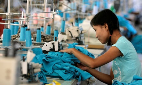 A Burmese migrant works in a garment factory in the Thai town of Mae Sot.