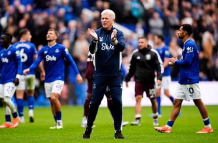 David Moyes, the Everton manager, on the pitch
