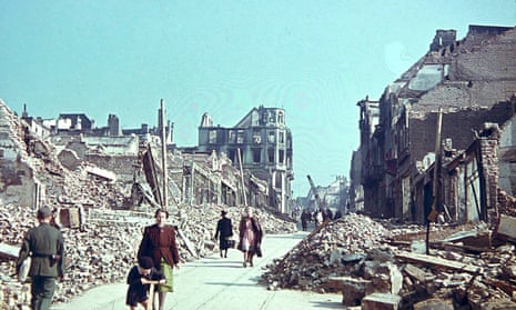 Bomb damage in Mönchengladbach, where half of the city centre had been destroyed by the end of the war.