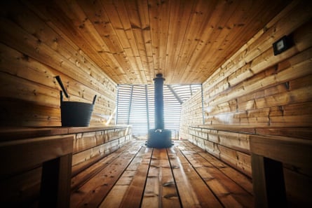 Inside of a sauna