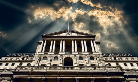 Bank of England with storm clouds above