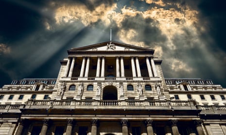 Bank of England building under a troubled sky