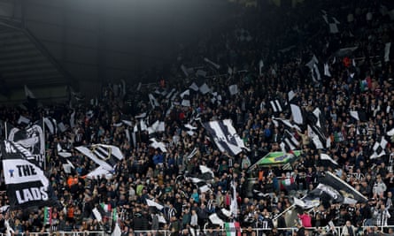Newcastle fans at St James’ Park during the Carabao Cup win over Chelsea.