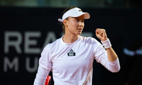 Elena Rybakina celebrates in her semi-final victory against Jelena Ostapenko at the Italian Open.