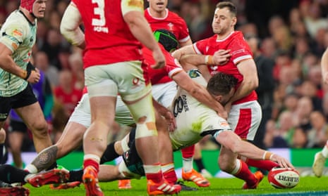 Ireland's Jack Conan scores the opening try.