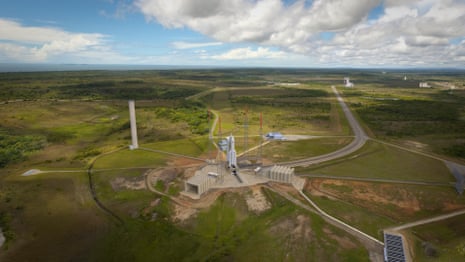 Artist’s rendering of the Ariane 5 rocket that will carry Juice, at Kourou. The launch is scheduled for 13 April.