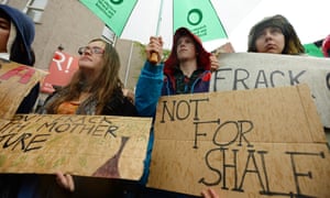 An anti-fracking demo outside the 2013
SNP conference. The SNP announced a moratorium on fracking in
Scotland last January.