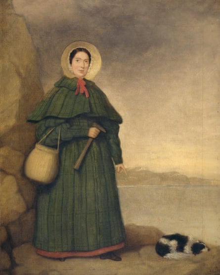 The only known portrait of Mary Anning, pictured with her dog, Tray.